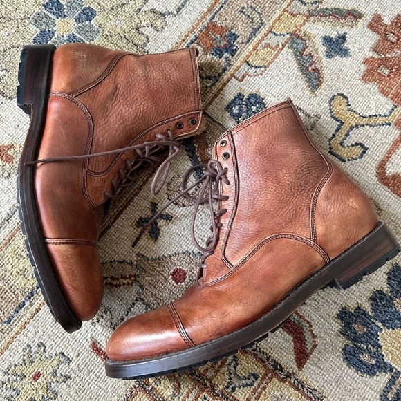 Mens Frye Brown Combat Boots sz 10 main image 4